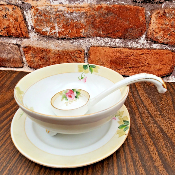 Vintage Nippon Sauce Bowl & Ladle Set - Picture 1 of 12